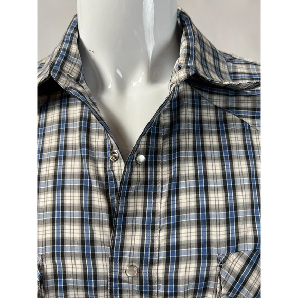 Coyote Mood Pearl Snap Western Shirt  LT Blue  Plaid 65% Polyester 35% Cotton - Picture 10 of 16